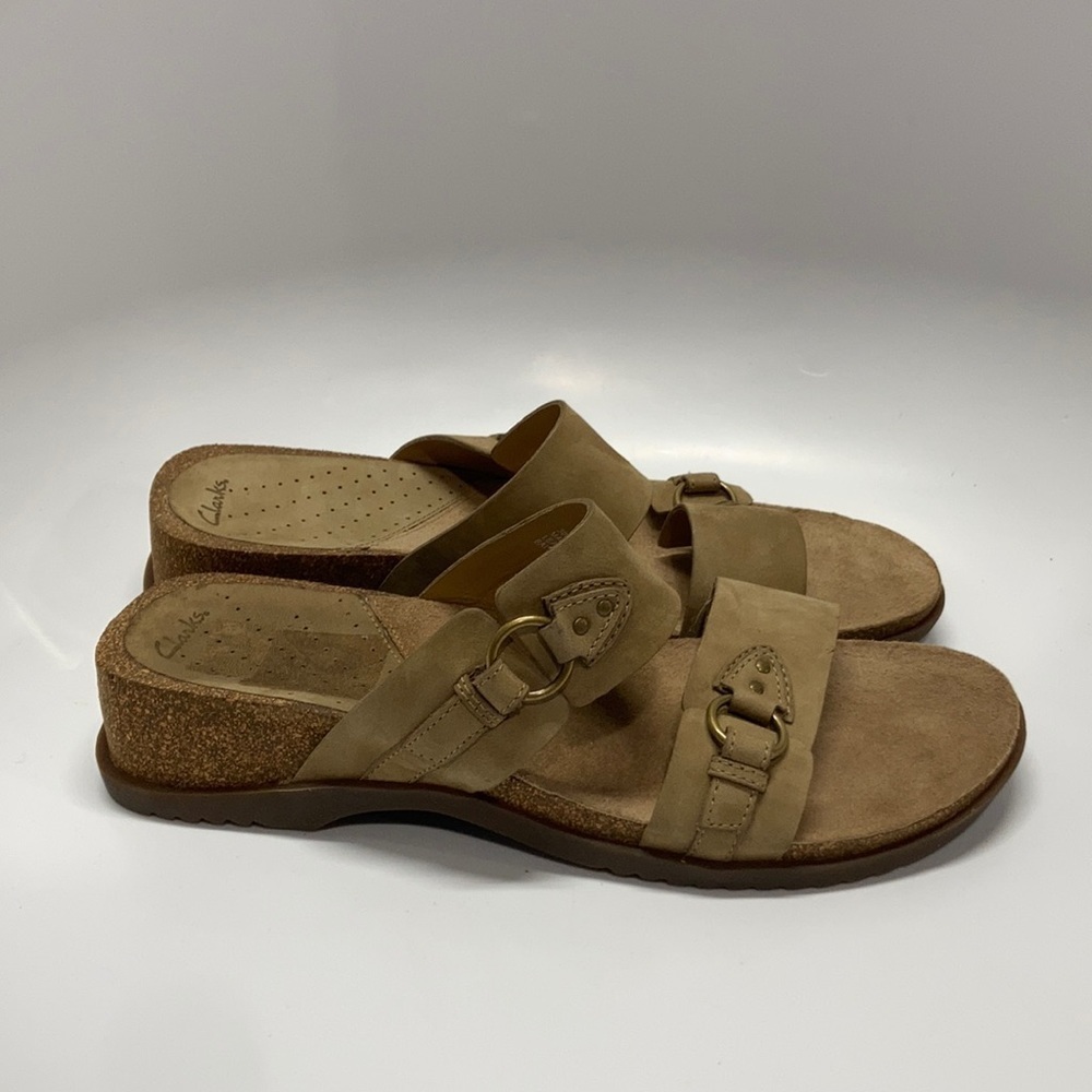 Clarks cork footbed slip on sandals size 10